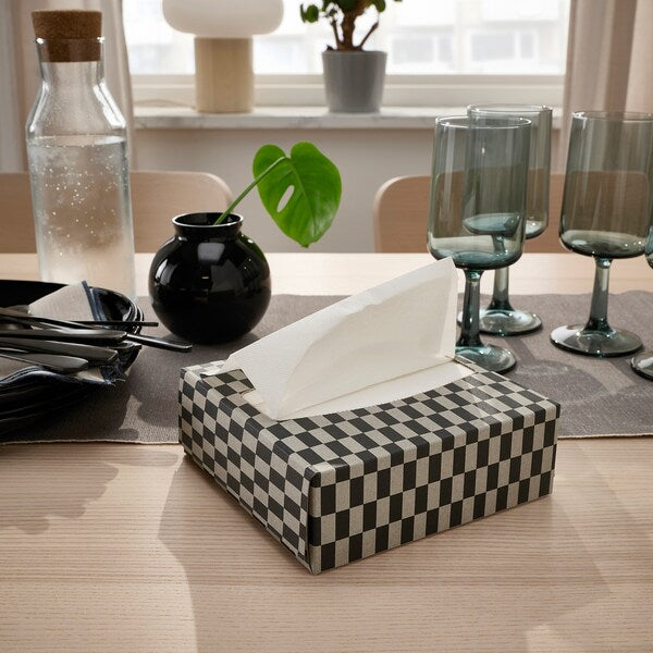 RÖDKNOT - Paper napkin, check pattern light brown/black, 16x32 cm - best price from Maltashopper.com 30564677