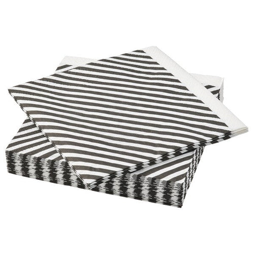 RÖDKNOT - Paper napkin, striped white/black, 33x33 cm