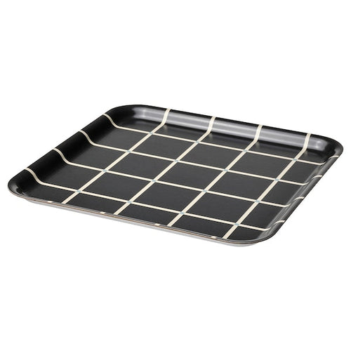 RÖDKNOT - Tray, check pattern black, 33x33 cm