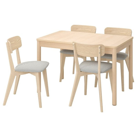 Ikea RÖNNINGE / LISABO - Table and 4 chairs, birch ash/Tallmyra white/black,118/173 cm