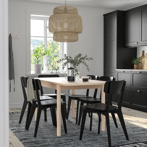 RÖNNINGE / LISABO - Table and 4 chairs, birch/black, 118/173 cm - best price from Maltashopper.com 69429056