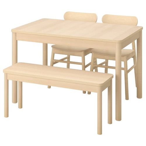 RÖNNINGE / RÖNNINGE - Table with 2 chairs and bench, birch/birch, 118/173 cm