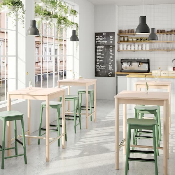 RÖNNINGE / RÖNNINGE Table and 2 bar stools - birch/green , - best price from Maltashopper.com 19442338