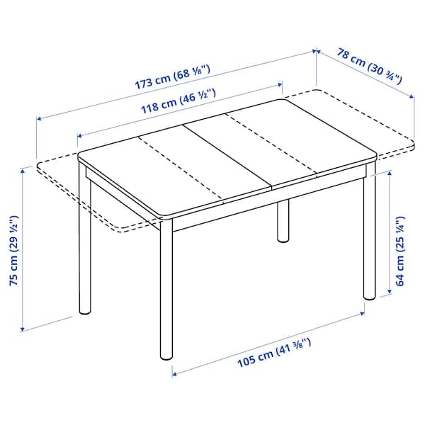 RÖNNINGE - Extendable table, birch, 118/173x78 cm - best price from Maltashopper.com 30507465