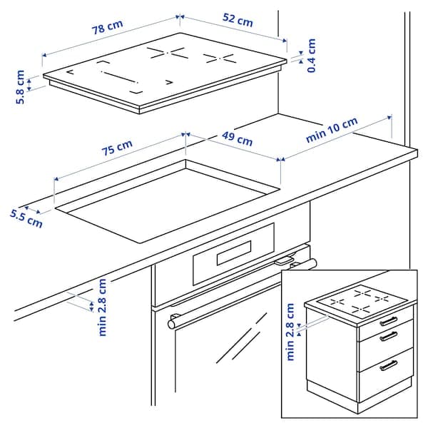 ROGESTAD - Induction hob, IKEA 500 black, 78 cm - best price from Maltashopper.com 70559513