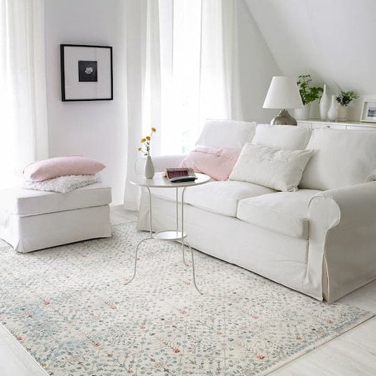 Ikea ROMDRUP Rug, short pile - antiqued off-white/floral motif 200x300 cm , 200x300 cm