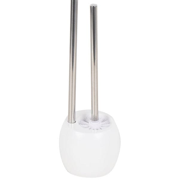 TOILET ROLL HOLDER AND TOILET BRUSH RONDO SENSEA D 13,5, H 60,5 CM RESIN WHITE AND STAINLESS STEEL
