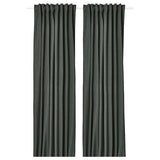 ROSENMANDEL block-out curtains, 1 pair, dark green/with heading tape, 135x300 cm