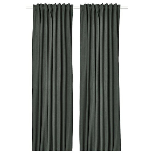 ROSENMANDEL - Blackout curtain, 2 sheets, dark green, 135x300 cm