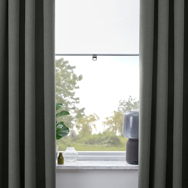 ROSENMANDEL - Blackout curtain, 2 sheets, dark green, 135x300 cm - best price from Maltashopper.com 70539068