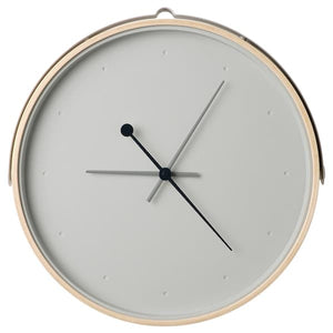 Ikea ROTBLÖTA - Wall clock, ash veneer/light grey, 42 cm