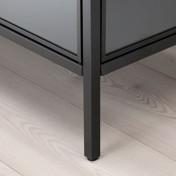 RUDSTA - Glass-door cabinet, anthracite, 80x37x120 cm - best price from Maltashopper.com 50450137