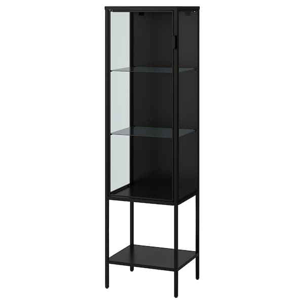 RUDSTA - Glass-door cabinet, anthracite, 42x37x155 cm