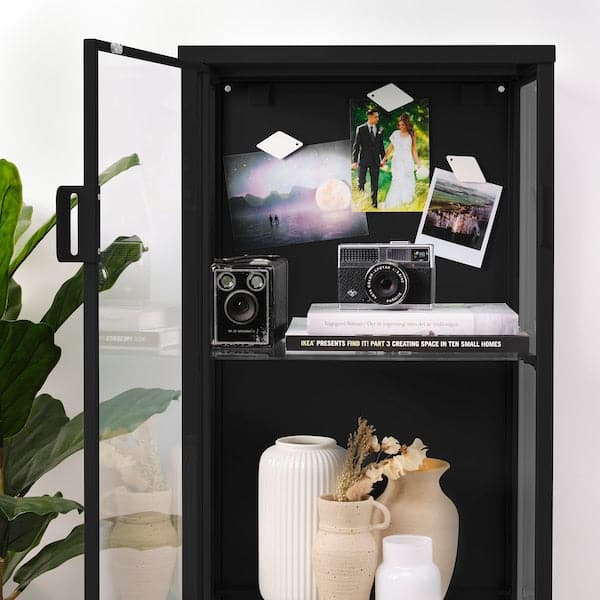 Ikea RUDSTA - Glass-door cabinet, anthracite, 42x37x155 cm
