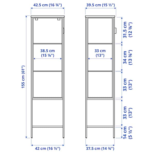 RUDSTA - Glass-door cabinet, anthracite, 42x37x155 cm - best price from Maltashopper.com 60434825