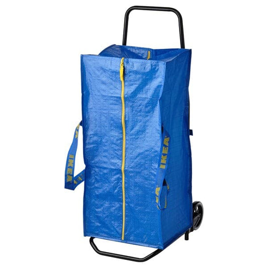 Ikea RULLEBÖR / FRAKTA - Trolley with trunk, black/blue ,