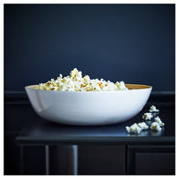 RUNDLIG - Serving bowl, bamboo/white, 30 cm - best price from Maltashopper.com 10234862