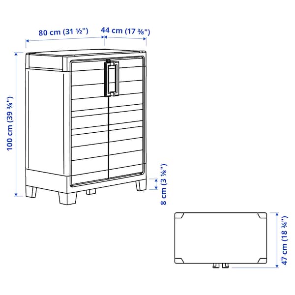 Ikea RUNMARÖ - Cabinet with doors, dark grey inside/outside, 80x44x100 cm , 80x44x100 cm