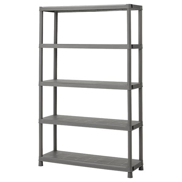 RUNMARÖ - Shelf, dark grey indoor/outdoor, 120x40x188 cm