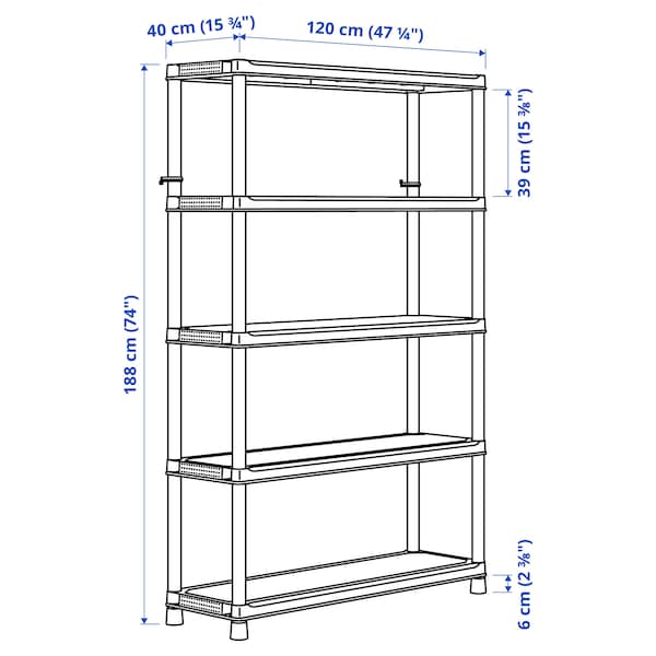 RUNMARÖ - Shelf, dark grey indoor/outdoor, 120x40x188 cm - best price from Maltashopper.com 80551309