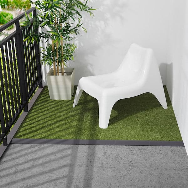 RUNNEN - Edging strip, outdoor floor decking, dark grey, 4 pieces - best price from Maltashopper.com 50494141