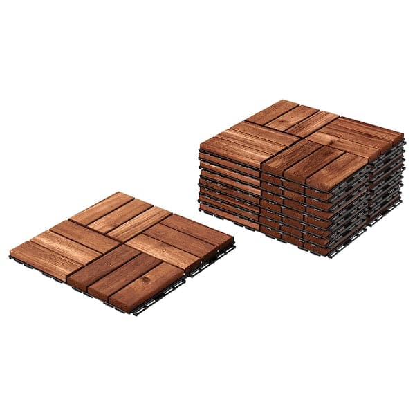 RUNNEN - Floor decking, outdoor, brown stained, 0.81 m² - best price from Maltashopper.com 90234226