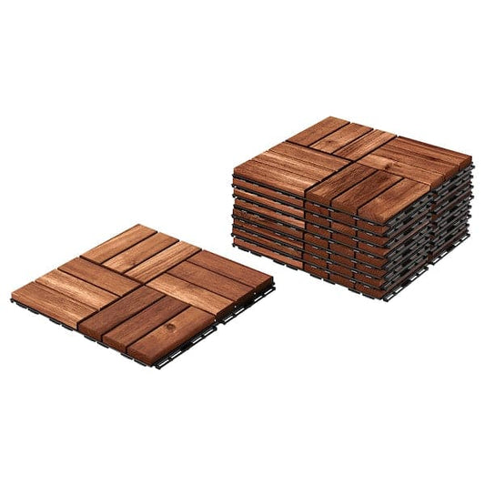 RUNNEN - Floor decking, outdoor, brown stained, 0.81 m² - best price from Maltashopper.com 90234226