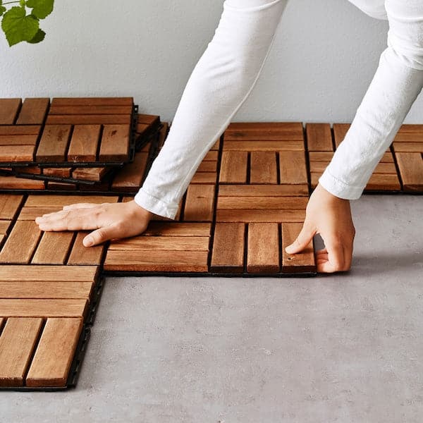 RUNNEN - Floor decking, outdoor, brown stained, 0.81 m² - best price from Maltashopper.com 90234226
