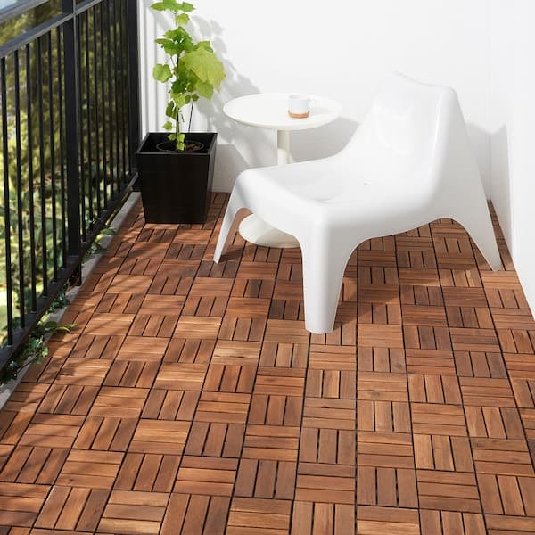 RUNNEN - Floor decking, outdoor, brown stained, 0.81 m² - best price from Maltashopper.com 90234226