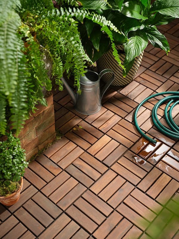 RUNNEN - Floor decking, outdoor, brown stained, 0.81 m² - best price from Maltashopper.com 90234226