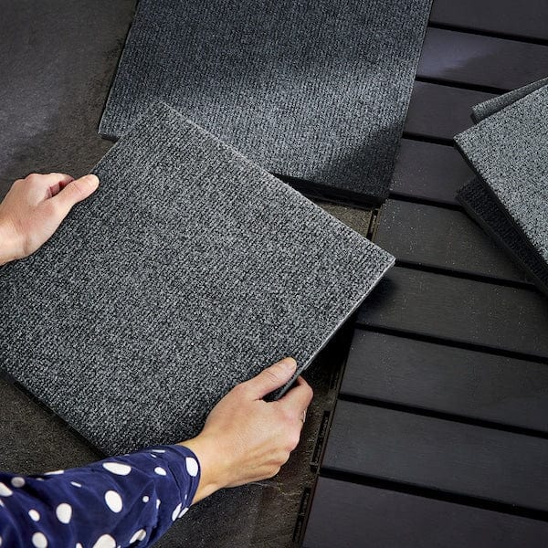Ikea RUNNEN - Floor decking, outdoor, textile dark grey, 0.81 m²