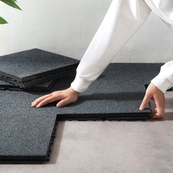 Ikea RUNNEN - Floor decking, outdoor, textile dark grey, 0.81 m²