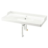 RUTSJÖN wash-basin with water trap, white, 102x49 cm