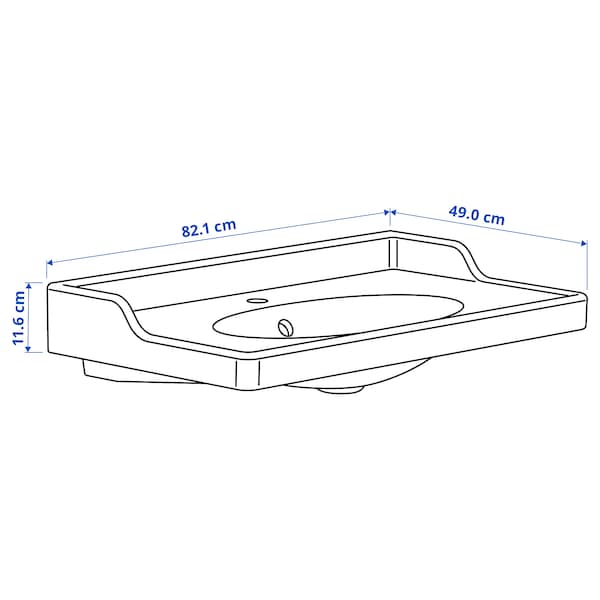 Ikea RUTSJÖN - Wash-basin with water trap, white, 82x49 cm