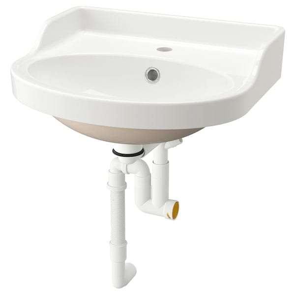 Ikea RUTSJÖN - Semi-recessed wash-basin w watr trp, white, 50x44 cm