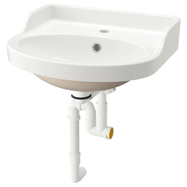 RUTSJÖN - Semi-recessed wash-basin w watr trp, white, 50x44 cm - best price from Maltashopper.com 29517026