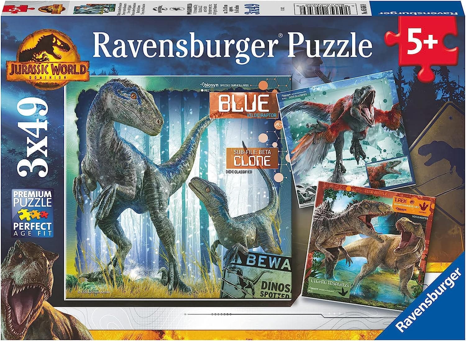 3 Jigsaw Puzzles of 49 Pieces - Jurassic World