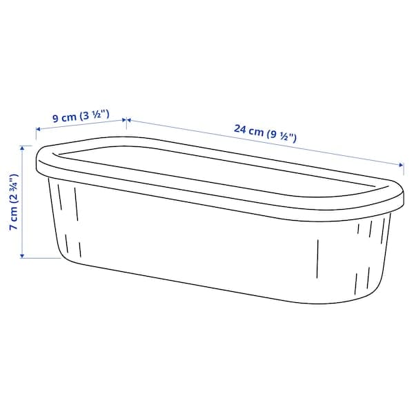 Ikea RYKTA - Storage box with lid, transparent grey-blue, 9x24x7 cm/0.5 l