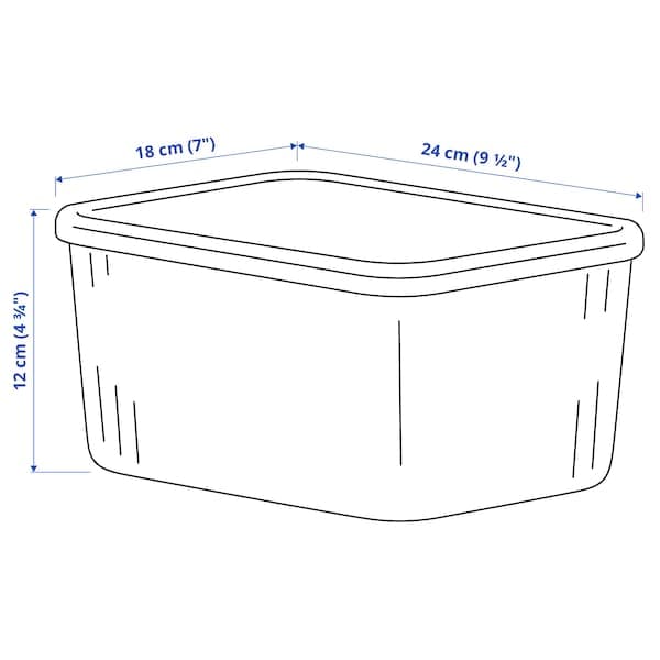 RYKTA - Storage box with lid, transparent grey-blue, 18x24x12 cm/3.5 l - best price from Maltashopper.com 80533198