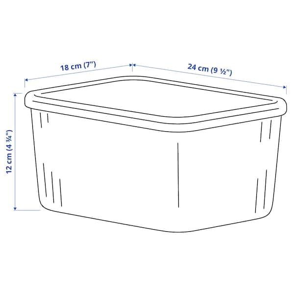 Ikea RYKTA - Storage box with lid, transparent grey-blue, 18x24x12 cm/3.5 l