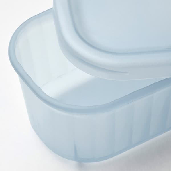RYKTA - Storage box with lid, transparent grey-blue, 9x24x7 cm/0.5 l - best price from Maltashopper.com 40533204