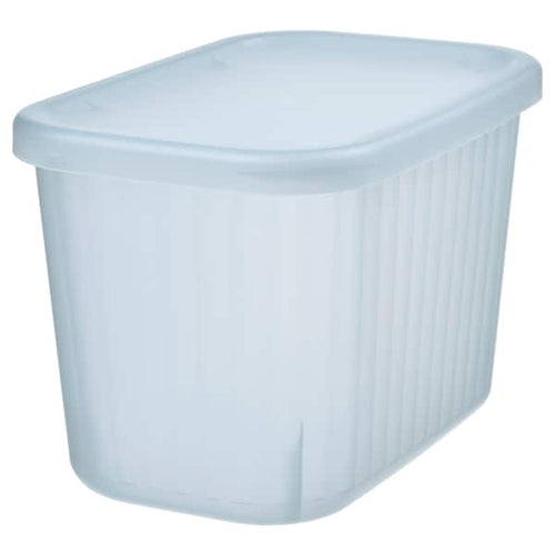 RYKTA - Storage box with lid, transparent grey-blue, 12x18x12 cm/1.5 l