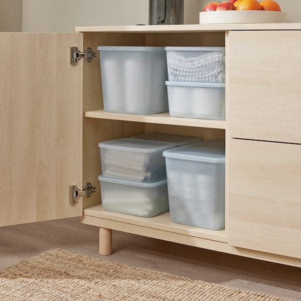 RYKTA - Storage box with lid, transparent grey-blue, 18x24x12 cm/3.5 l - best price from Maltashopper.com 80533198