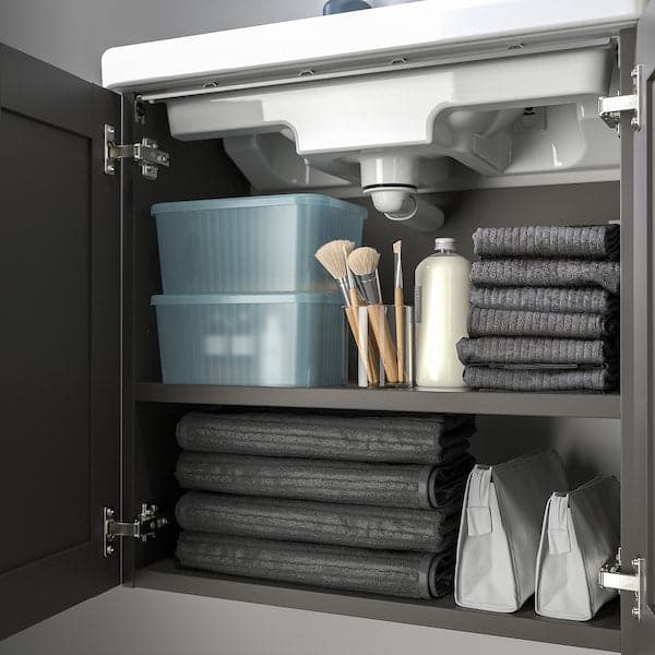 Ikea RYKTA - Storage box with lid, transparent grey-blue, 18x24x12 cm/3.5 l