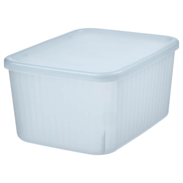 RYKTA - Storage box with lid, transparent grey-blue, 18x24x12 cm/3.5 l - best price from Maltashopper.com 80533198