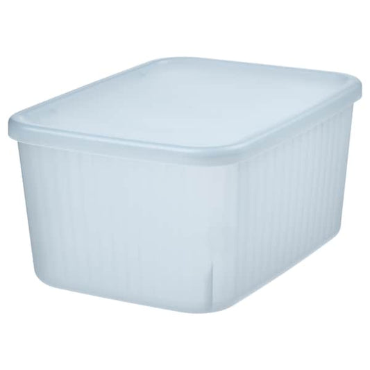 RYKTA - Storage box with lid, transparent grey-blue, 18x24x12 cm/3.5 l - best price from Maltashopper.com 80533198