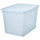 RYKTA - RYKTA Storage box with lid, transparent grey-blue, 36x50x35 cm/44.5 l