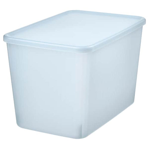 RYKTA - Storage box with lid, transparent grey-blue, 24x36x23 cm/14.5 l
