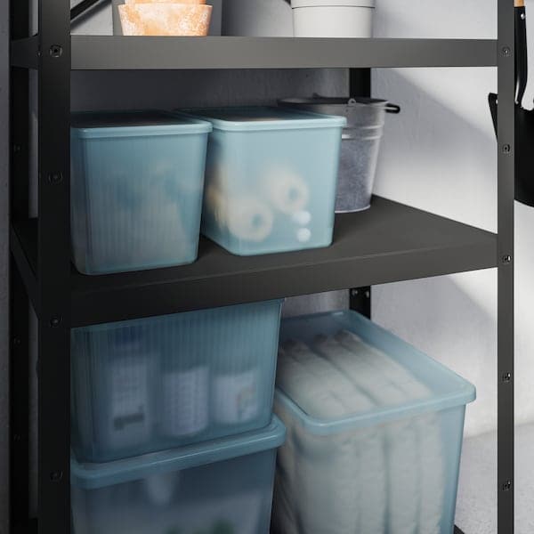 Ikea RYKTA - Storage box with lid, transparent grey-blue, 24x36x23 cm/14.5 l