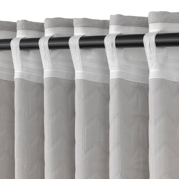 RYSSBRÄKEN - Semi-blind curtain, 1 piece, light grey, , 140x300 cm